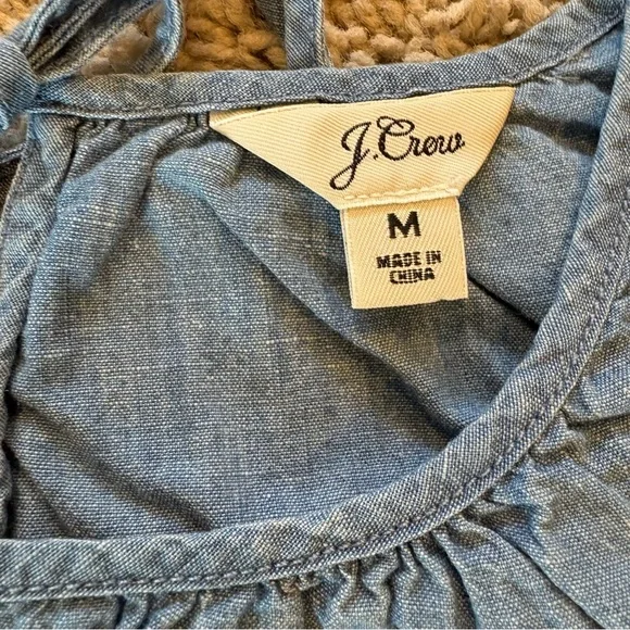 J Crew Swingy Tank in Chambray Blue Buoy Wash Cotton Linen Size Medium - Picture 6 of 11